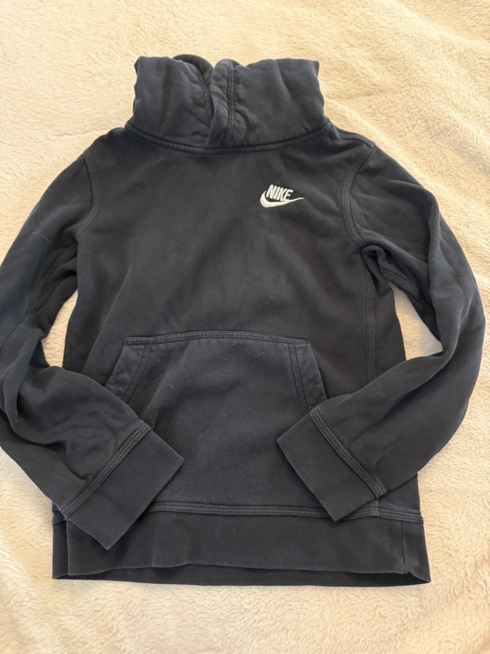 Kids Nike Black Hoodie with White Swoosh, size Small